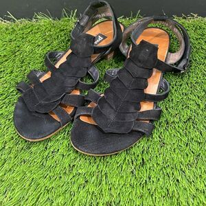 Paul Green Black Suede Flat Sandals